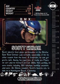 2000 Fleer Adrenaline #27 Scott Wirch Back